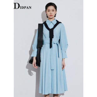 连衣裙秋季 条纹女装 新款 经典 时髦气质通勤时尚 IDPAN系衬衫