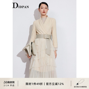 IDPAN女装商场同款网纱拼接时尚秋季新款复古立体几何裁剪外套