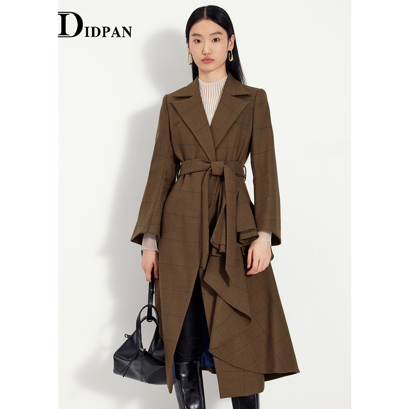 IDPAN女装新款千鸟格大衣外套
