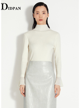 IDPAN秋冬打底衫女新款设计简约百搭羊毛内搭半高领针织衫女