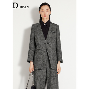 高级感精致通勤高品质羊毛西服女 新款 IDPAN毛呢西装 外套冬季