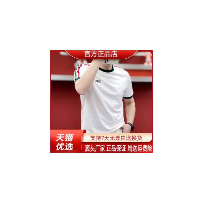 锋界服饰专柜品质时尚匹马棉透气轻奢休闲百搭字母胸标短袖T恤男