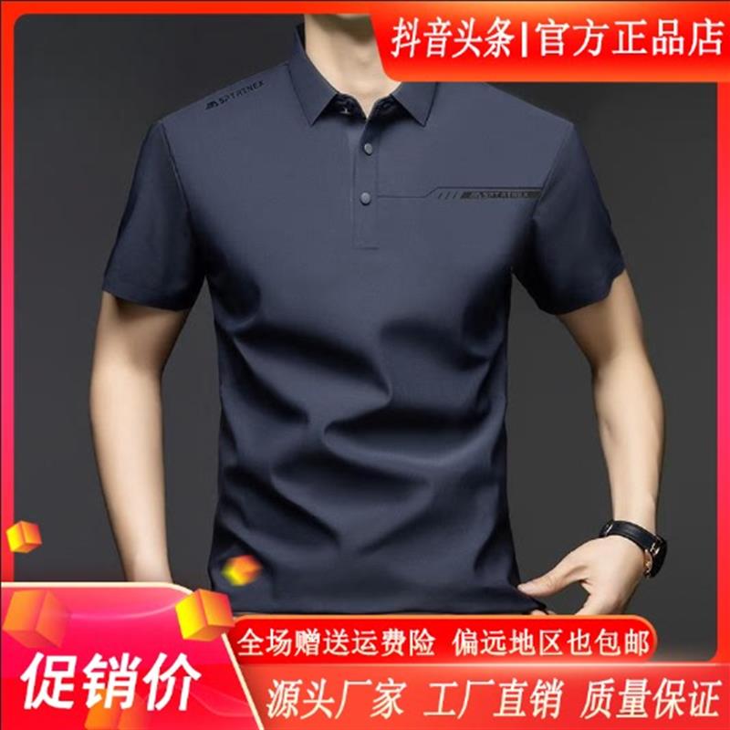 星辰琳精选男装b5/12Polo衫男翻领夏季印花字母冰丝透气商务短袖