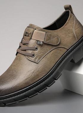 JAKE CAVO淼森创鞋类专卖男士休闲皮鞋真皮潮流百搭板鞋男魔术贴