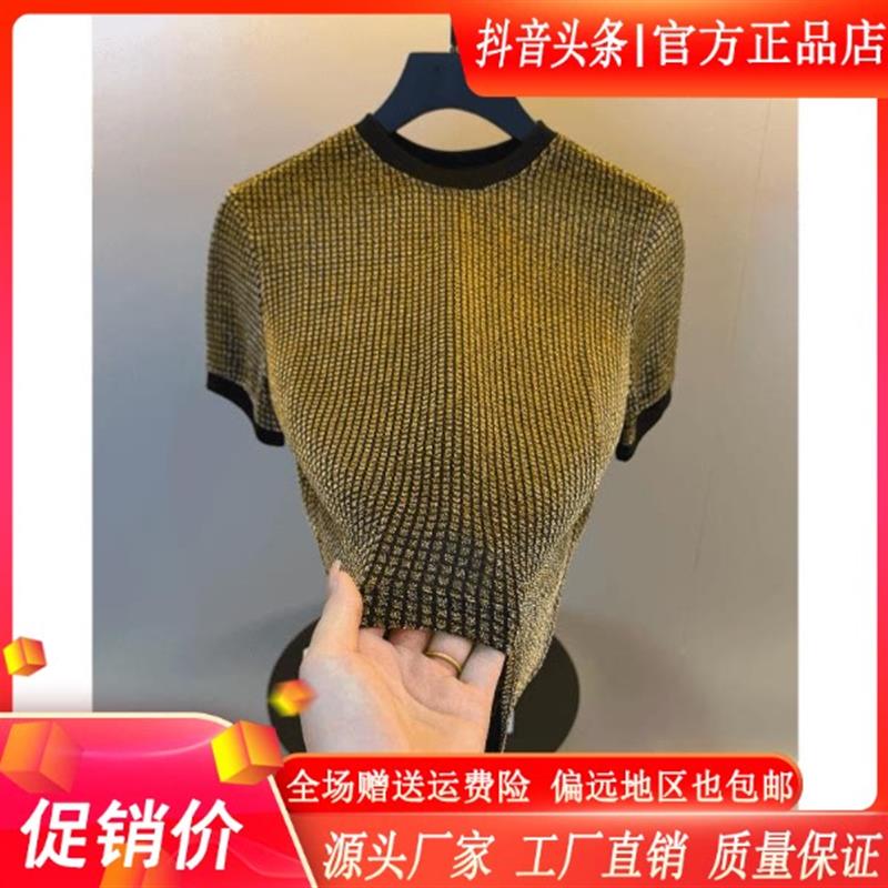 枫善服饰夏季薄款高档轻奢冰丝网纱圆领短袖T恤男士潮流半袖上衣
