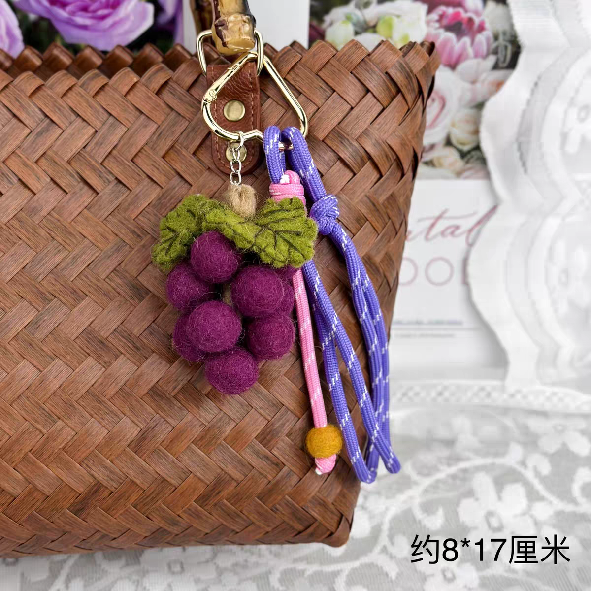 尼泊尔手工羊毛毡仙人掌钥匙扣包挂蔬菜水果挂饰呆萌萝卜可爱芒果