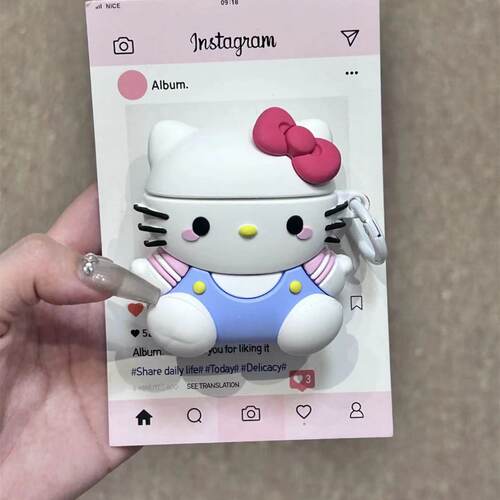 可爱坐着kt猫AirPods pro苹果蓝牙耳机壳1/2/3代卡通保护套适用女