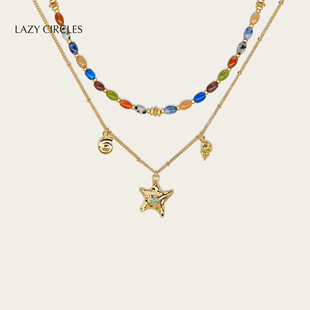 歌彩色套组项链原创吊坠锁骨链配饰 CIRCLES海洋 郭晓婷同款 LAZY