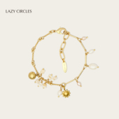 LAZY CIRCLES珍珠太阳手链淡水珍珠贝壳流苏链条吊坠链