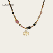 LAZY CIRCLES梦幻岛小象项链玛瑙手工精致串珠锁骨链女朋友礼物