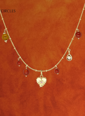 LAZY CIRCLES星芒爱心枫糖金链红玛瑙多吊坠流苏项链女朋友新年礼