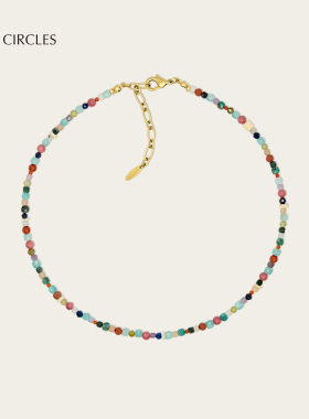 LAZY CIRCLES彩色海浪项链女元气满满多巴胺串珠锁骨链通勤百搭