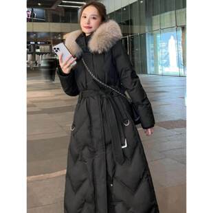 THMMIA2025冬狐狸大毛领羽绒服女收腰修身加厚保暖白鸭绒外套