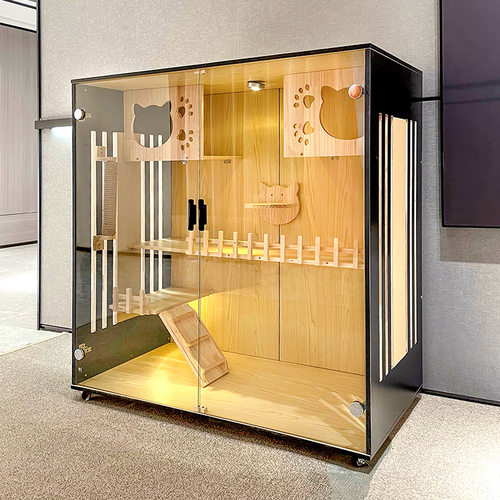 猫笼家用别墅实木室内柜舍屋别墅豪华大双层猫咪别墅简约好看国际