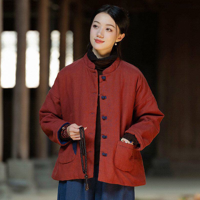 新款2026保暖立领文艺盘扣女加厚