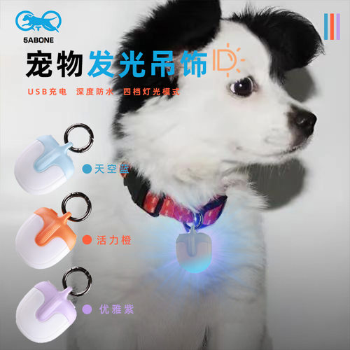 跨境热卖三代续航LED双面360度发光可充电宠物灯遛狗灯宠物发光吊