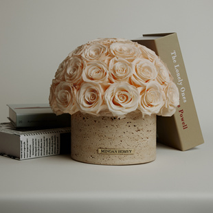 摆件别墅装 天然黄洞石永生花家居软装 饰永生鲜花桌花礼盒乔迁礼物