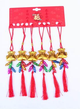 春节喜庆金色铜钱福字挂件