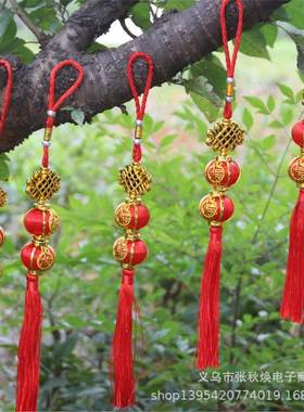 福字金框丝线小红灯笼串春节
