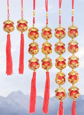春节红色丝线小灯笼福袋挂件