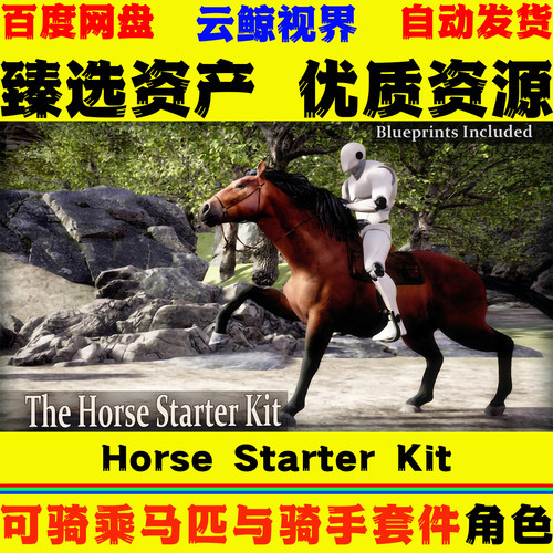 UE5.8+虚幻5角色 Horse Starter Kit 可骑乘马匹骑手动画模型