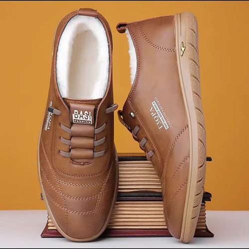 秋冬加厚男士休闲皮鞋男软皮软底套脚单鞋乐福鞋小白鞋时尚棉鞋男