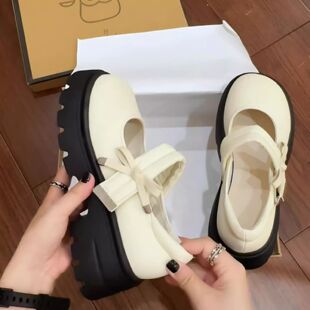 厚底玛丽珍小皮鞋女2026新款蝴蝶结法式复古圆头配裙子jk单鞋