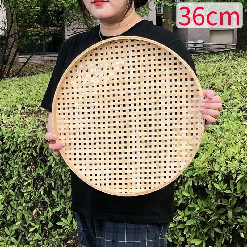 竹编簸箕圆形米筛子有孔托盘大孔茶叶筛网晾晒家用竹制品竹筐竹匾