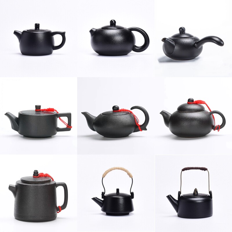 黑色复古泡茶壶家用功夫茶具中式粗陶单壶带把防烫冲泡单人壶喝茶