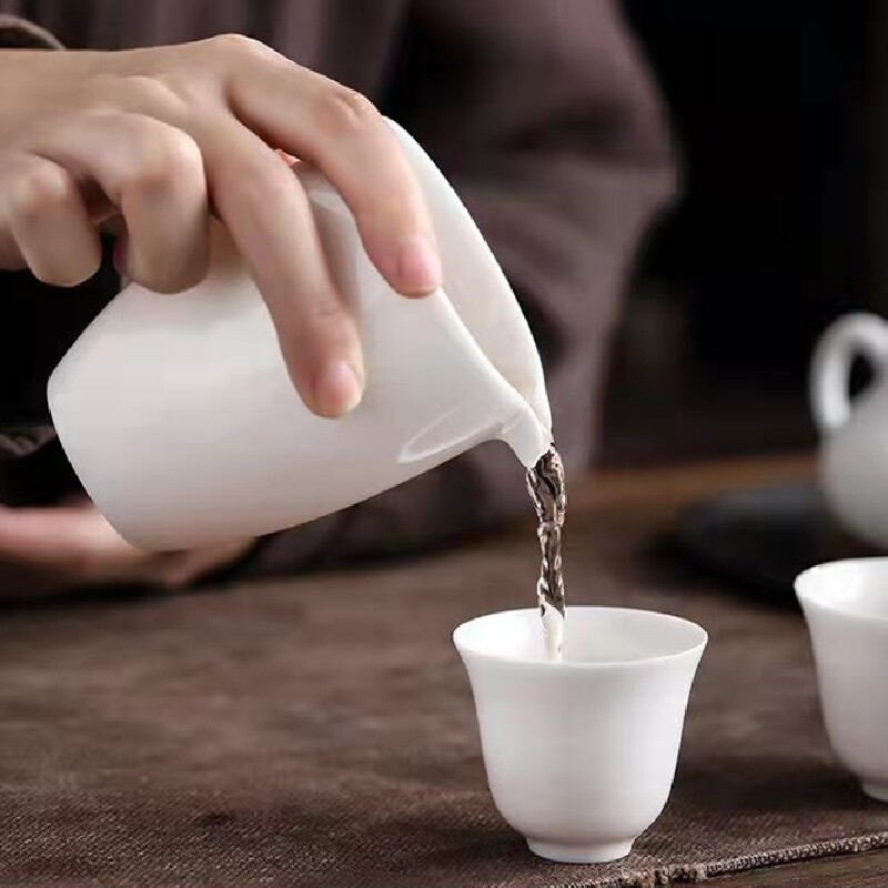 羊脂玉陶瓷茶海公杯白瓷大号公道杯家用日式分茶器匀杯茶滤器茶道