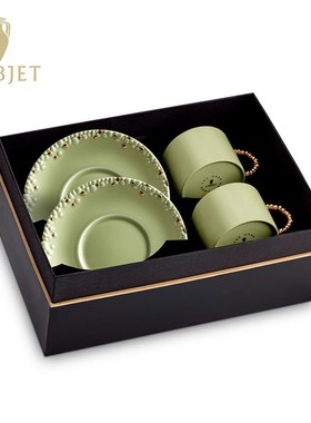 法国L'Objet骨瓷绿色咖啡杯碟The Haas Brothers联名款礼盒装送礼