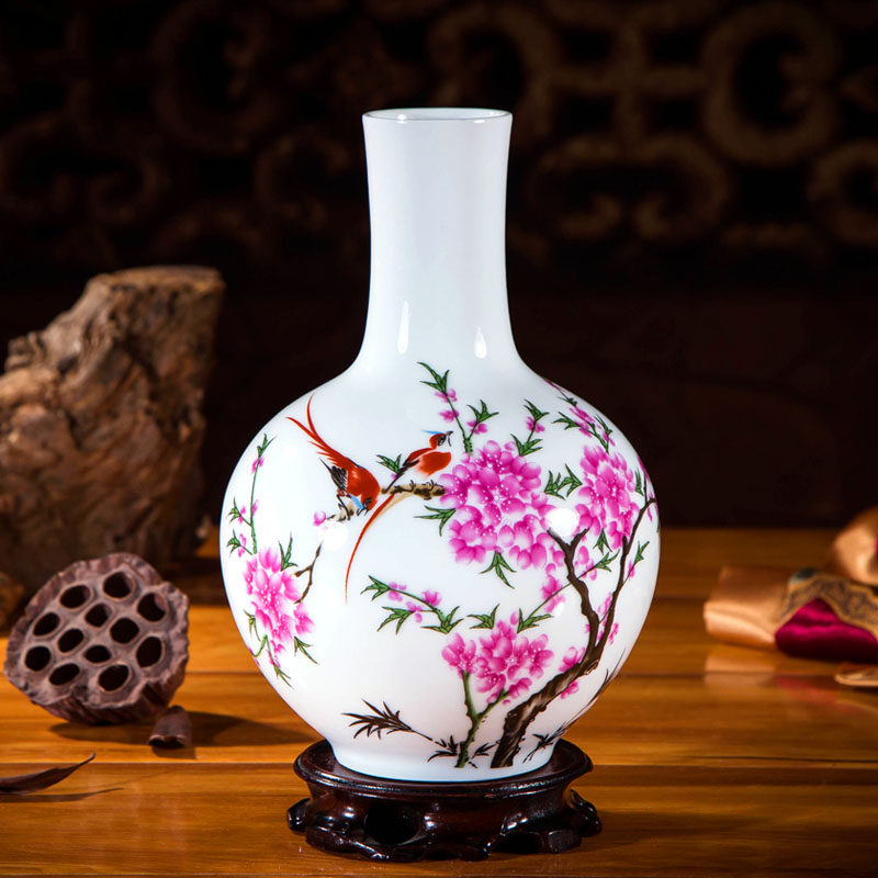新口大肚花瓶细口长颈p矮款宽口瓷培植容器茶桌花插客厅台面新中