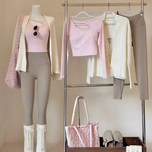 祖儿兔兔·一粒扣毛衣外套粉卡其套装 2512D14