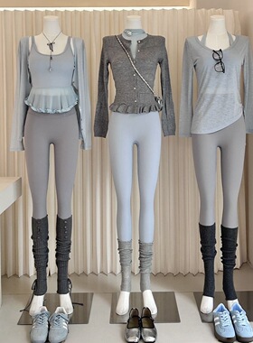 祖儿兔兔·镂空圆领针织开衫 蓝灰色系套装2601D26