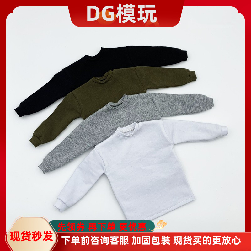 1/6兵人配件 T恤衫 男士无帽卫衣 黑色长袖 似乔布斯 上衣 现货