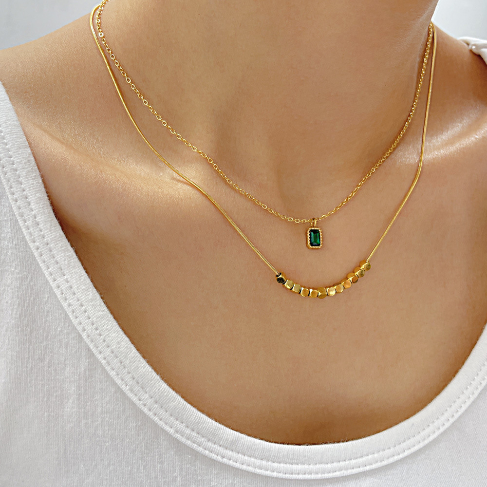 Necklace women's collarbone chain叠戴项链小坚条吊坠锁骨链女