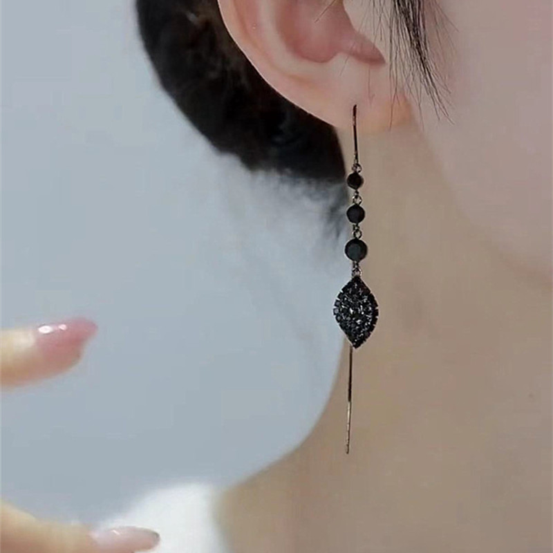 独特绝美2025耳环银耳环9999纯银女正品小众设计感黑色树叶耳线20