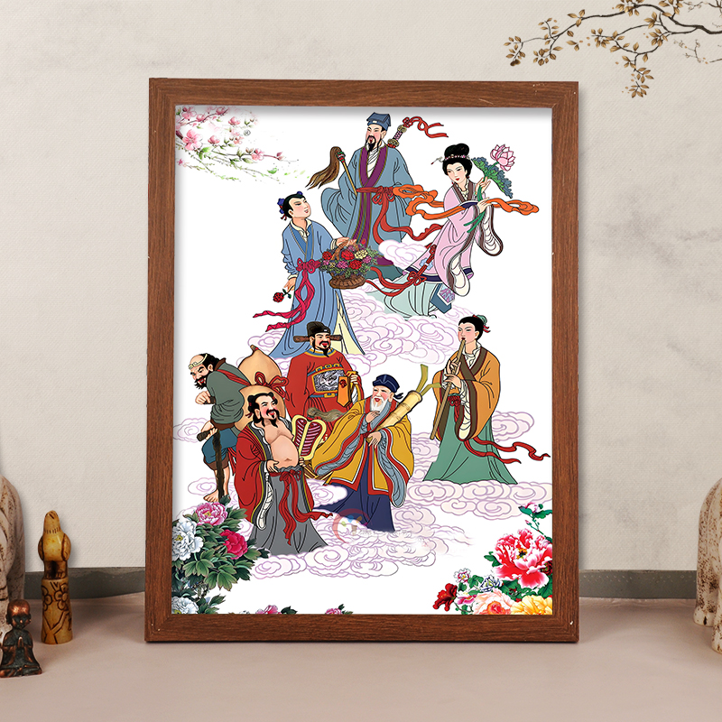 八仙画像摆台道家八仙过海神像神仙挂画吕洞宾蓝采和居家供奉摆件,家居饰品,国画,淘宝优惠券,粉丝福利购,淘宝优惠卷