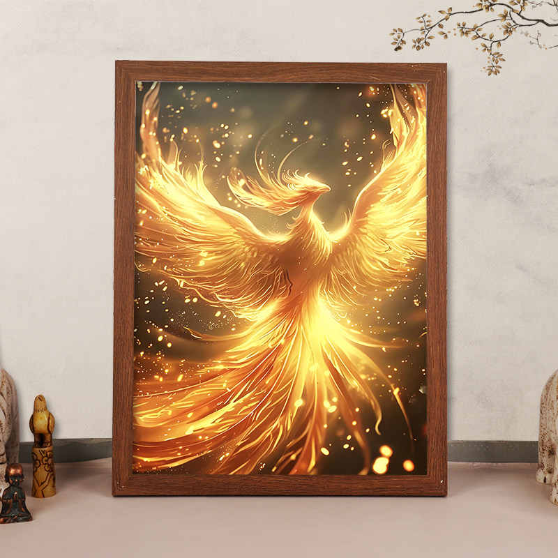 浴火重生火鎏金凤凰桌面摆画摆件神鸟朱雀好客厅风水招财聚财挂画,家居饰品,国画,淘宝优惠券,粉丝福利购,淘宝优惠卷