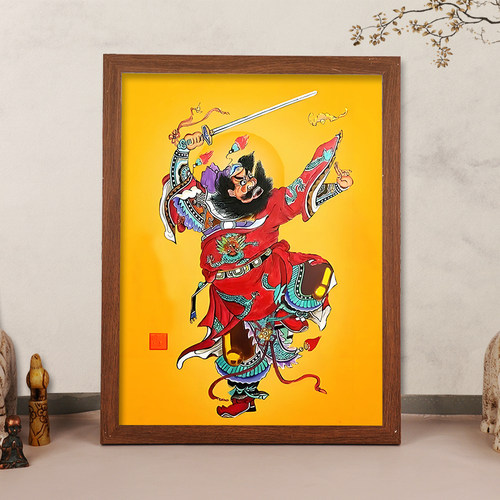 钟馗挂画天师赐福画像相框摆件