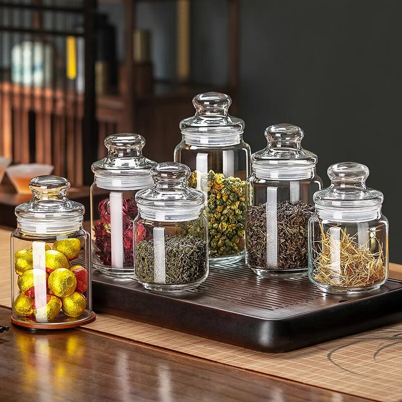玻璃茶叶罐食用级防潮密封储存罐茶罐装茶叶五谷杂粮带盖的罐子