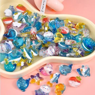 盲袋海洋美人鱼树脂自制手机壳材料包diy饰品海豚鲨鱼奶油胶配饰