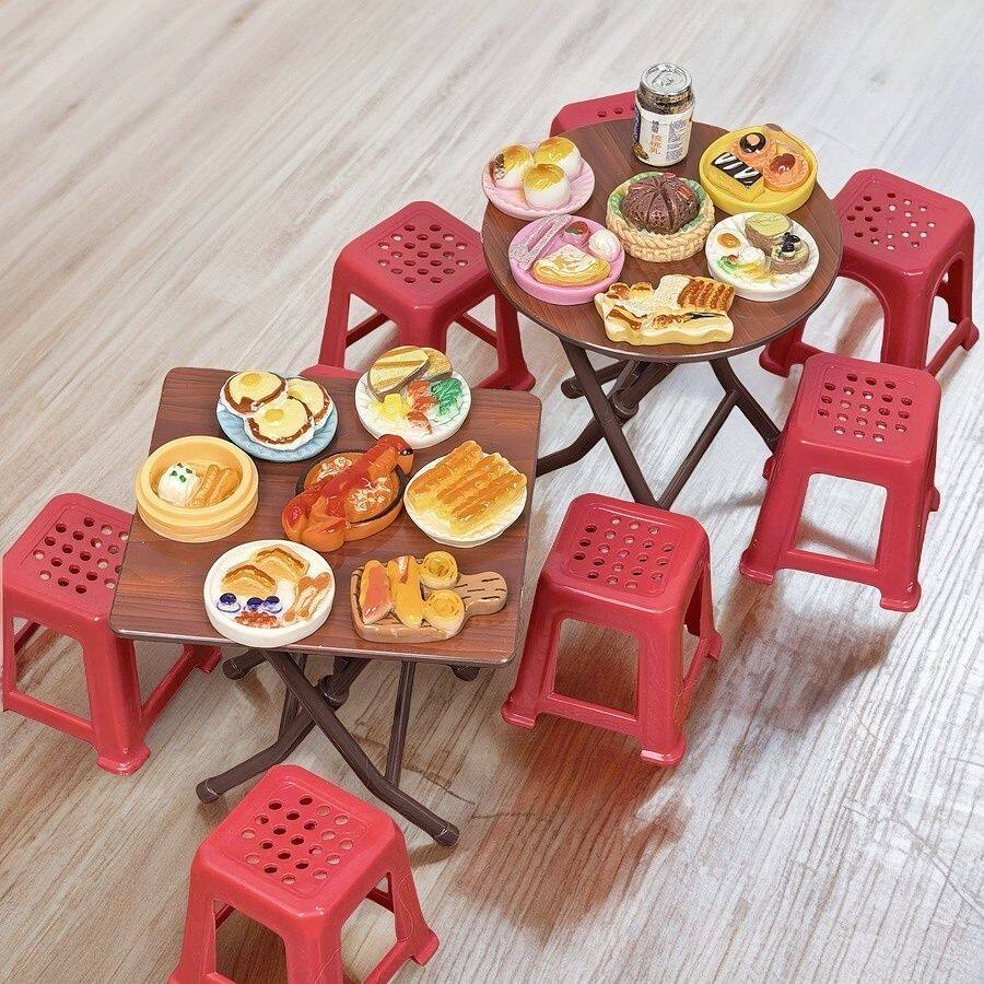 厨房过家家折叠迷你小餐桌凳儿童玩具食玩仿真摆件小人国娃屋场景