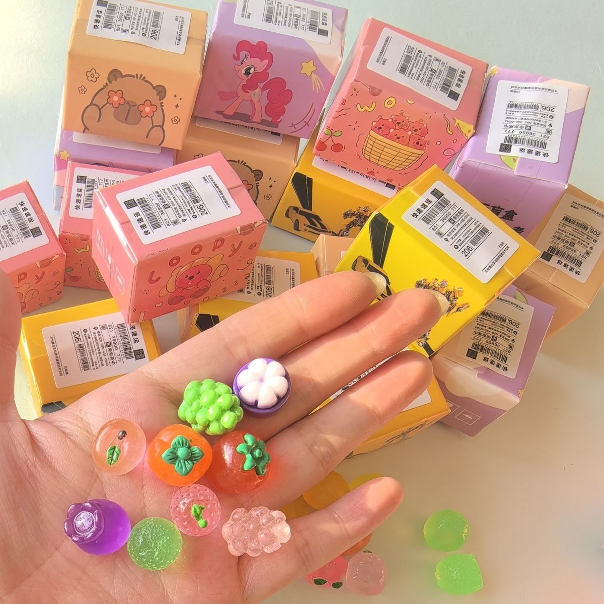 迷你快递纸箱小水果微缩盒娃娃屋小苹果葡萄裹蔬果盲盒摆件玩具