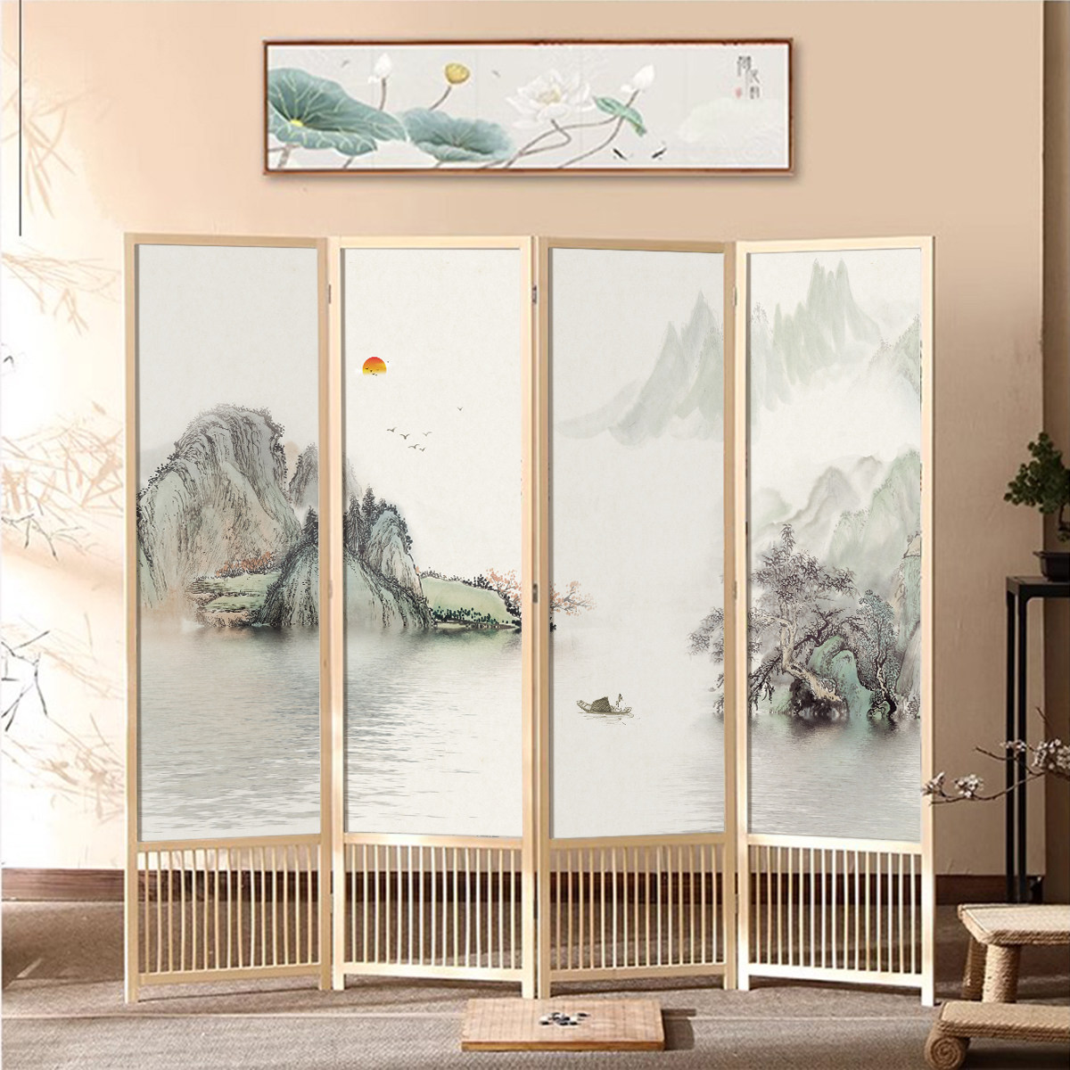 2026新款新中式屏风客厅隔断折叠可移动酒店茶室办公室实木挡风屏,住宅家具,折屏,淘宝优惠券,粉丝福利购,淘宝优惠卷