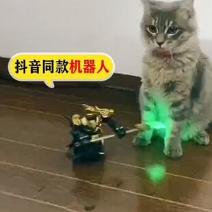 战猫耍电动关大刀猫咪关公关羽遥控猫对玩具逗机器人爷二张飞糖糖