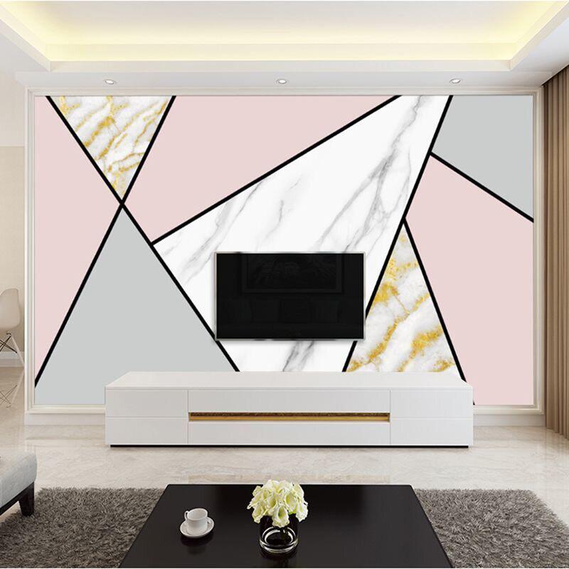 现代简约电视背景墙壁画轻奢客厅抽象几何沙发影视墙壁纸卧室墙布
