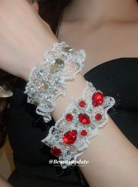 镶钻水滴蕾丝花边手链精致优雅