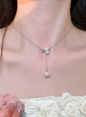 法式优雅极简风锆石几何珍珠流苏