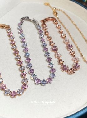 锆石花朵珍珠卡扣手链韩系甜美